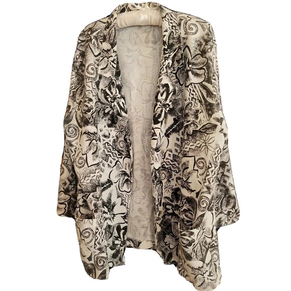 Vintage 80's Copy Cats Woman Open Front Blazer Jacket Womens XL  Floral print - Picture 1 of 8